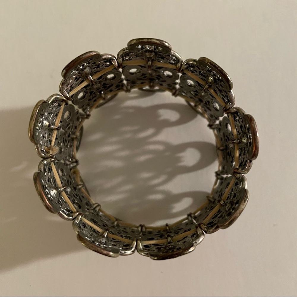 Metallic Stretch Wide Cuff Statement Bracelet - image 4